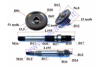 Transmission gear shaft set GY6 50cc