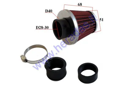 Wire mesh sports air filter for motorcycle, quad bike D28-30
