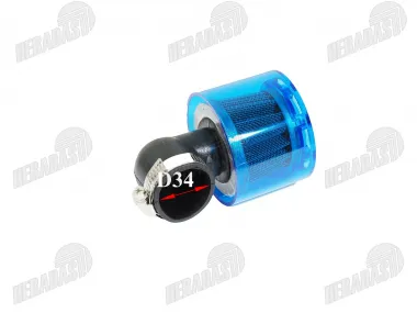 Vielinis sportinis oro filtras motociklui, keturračiui D35 90 laipsnių kampas