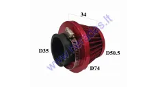 Wire mesh sports air filter for motorcycle, quad bike D35 straight red/red