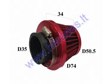 Wire mesh sports air filter for motorcycle, quad bike D35 straight red/red