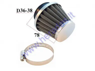 Vielinis sportinis oro filtras motociklui, keturračiui D36-38 tiesus