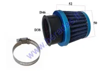 Wire mesh sports air filter for motorcycle, quad bike D38 straight blue