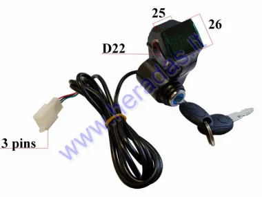 Voltmeter 60V for electric scooter with ignition lock