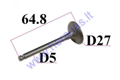 Vožtuvas įsiurbimo motociklo D27 H64.8 kotelis 5mm