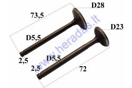 Valve set intake+exhaust 150cc 160cc YX150 YX160 D23 D28