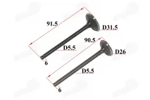 Valve set exhaust + intake for motorcycle, quad bike H90.5 H91.5 162FMJ engine