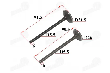 Valve set exhaust + intake for motorcycle, quad bike H90.5 H91.5 162FMJ engine