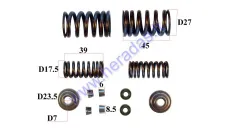 Vožtuvų spyruoklės komplektas vidinė,išorinė, manžetai, dangteliai keturračio motociklo vožtuvų fiksatoriai