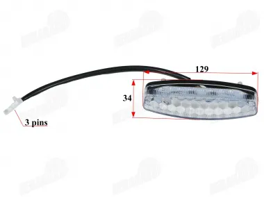 Žibintas galinis keturračiui ATV LED 12V  šviečia raudonai