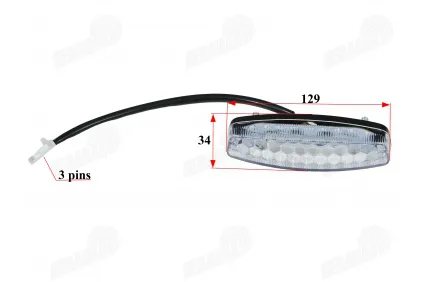 Žibintas galinis keturračiui ATV LED 12V  šviečia raudonai