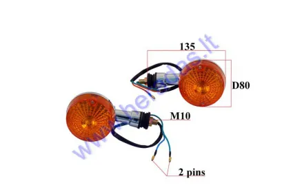 TURN SIGNAL LIGHTS FOR MOTOCYCLE chrome 2pcs kit