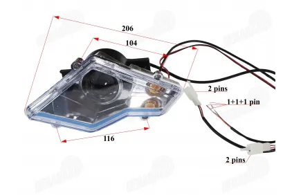 Headlight left side of quad bike fits TIGER PRO