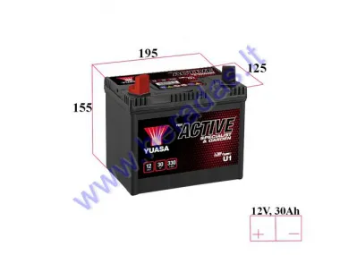 Žoliapjovės traktoriuko akumuliatorius YUASA GARDEN U1 12V 30Ah 330A  Idealus pasirinkimas vėjapjovėms su standartine elektros įranga