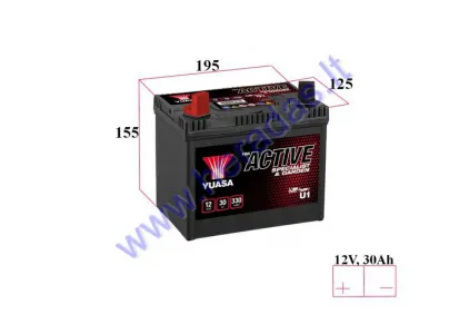 Lawn mower battery YUASA GARDEN U1 12V 30Ah 330A perfect choice for lawn mowers with standard electrical system