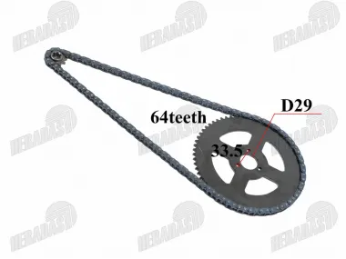 Žvaigždučių IR GRANDINĖS KOMPLEKTAS POCKET BIKE MINI BIKE KETURRAČIO,MOTOCIKLO T8F 64DANT 11DANT