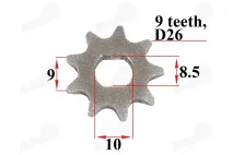 Žvaigždutė el variklio 9 dantų D26 tipas T8F