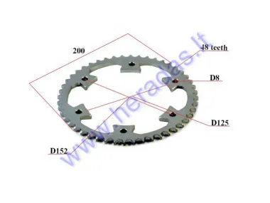 Rear sprocket 48 teeth OuterD200 6holes D152 D125inner 428 chain