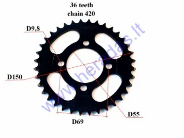 Žvaigždutė galinė 36dant D150išor 4skd69 mopedo Delta