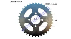 Rear sprocket for ATV quad bike 36teeth OuterD187 4 gap D48 chain type 520