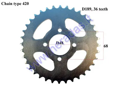 Rear sprocket for ATV quad bike 36teeth OuterD187 4 gap D48 chain type 520