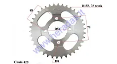 REAR SPROCKET 38 teeth D158 outer 4holed54 for motorcycle 428 chain OGAR 900