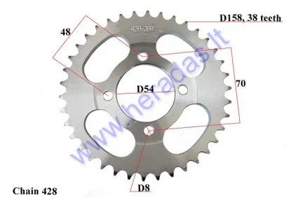 REAR SPROCKET 38 teeth D158 outer 4holed54 for motorcycle 428 chain OGAR 900