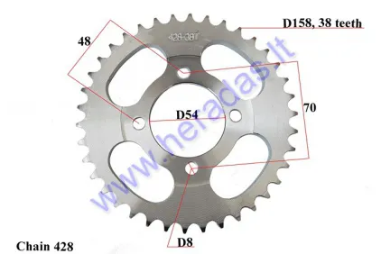Žvaigždutė galinė 38dant Diš158 4sk54 motociklo 428 grandinės tipas OGAR 900