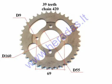 Žvaigždutė galinė 39dant D160išor 4skd69 mopedo Delta