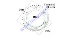 Rear sprocket 40 teeth  D211outer  chain 520 MOTOLAND MTL250