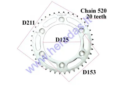 Rear sprocket 40 teeth  D211outer  chain 520 MOTOLAND MTL250