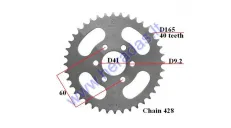 Rear sprocket 40 teeth outerD165 6holeD60 for ATV quad bike 428 chain