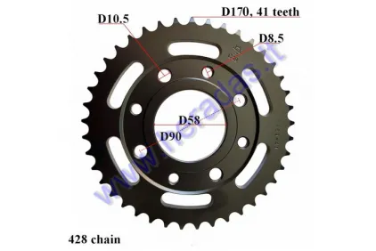 REAR SPROCKET 41TEETH D170 4 HOLE D58, D90 ATV QUAD BIKE, MOTOCICLE Honda CB ,CM125cc, Kymco Hypster,Pulsar, Daelim 428 CHAIN