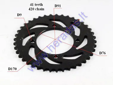 Žvaigždutė galinė 41dant Diš170 4skD91 ATV keturračio motociklo 420 grandinės tipas