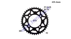 Rear sprocket 41 teeth outerD170 4holeD92 for ATV quad bike 428 chain type