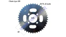 Rear sprocket for ATV quad bike 42 teeth outer D173 4gap D48 ATV70/110/125cc 420 chain type