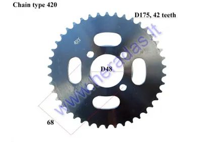 Rear sprocket for ATV quad bike 42 teeth outer D173 4gap D48 ATV70/110/125cc 420 chain type