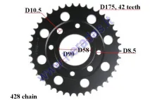 REAR SPROCKET 41TEETH D175 4 HOLE D58, D90 ATV QUAD BIKE, MOTOCICLE  Honda CB ,CM125cc, Kymco Hypster,Pulsar, Daelim 428 chain