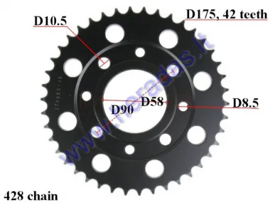 REAR SPROCKET 41TEETH D175 4 HOLE D58, D90 ATV QUAD BIKE, MOTOCICLE  Honda CB ,CM125cc, Kymco Hypster,Pulsar, Daelim 428 chain