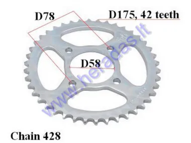 Žvaigždutė galinė 42dant Diš175 4skD78 ATV keturračio motociklo grandinė 428