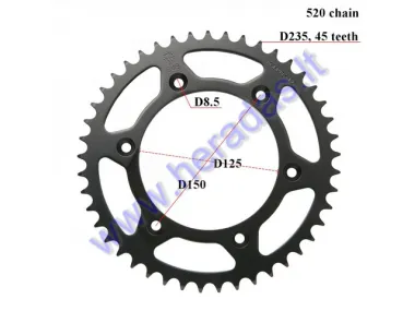 ŽVAIGŽDUTĖ GALINĖ 45 DANTŲ 520 grandinė KTM EXC 525,530 JTR897-45SC savaime išsivalanti