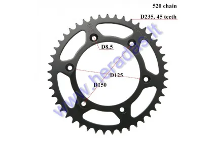 REAR SPROCKET FOR MOTORCYCLE 45 TEETH 520 chain KTM EXC 525,530