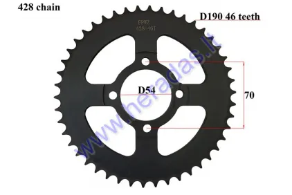 REAR SPROCKET 46teeth D190 4skD54, D70 ATV quad bike, motorcycle, moped chain type 428 fits CHAMP MONTANA, CHAMP DELTA