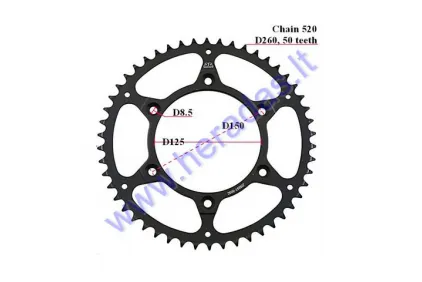 ŽVAIGŽDUTĖ GALINĖ 50 DANTŲ 520 grandinė KTM EXC 500, 530