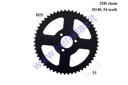 Rear sprocket for motorcycle 50cc Outer140 54 teeth chain 25H