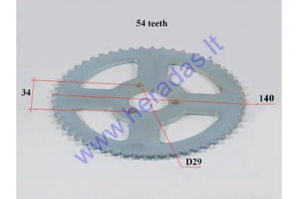 Rear sprocket 50cc motorcycle outerD140 54 teeth chain T8F