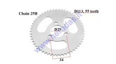 Rear sprocket 50cc motorcycle Pocket Bike outherD113 teeth 54 chain 25H D29