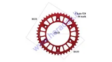 REAR SPROCKET ALUMINUM 44 TEETH  D231OUTER CHAIN 520 MOTOLAND MTL250 BLACK RACING