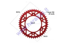 REAR SPROCKET ALUMINUM 45 TEETH  D236OUTER CHAIN 520 MOTOLAND MTL250 RED RACING
