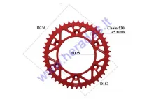 Žvaigždutė galinė aliuminė 45 dantų  Diš236 grandinės tipas 520 MOTOLAND MTL250 RED RACING